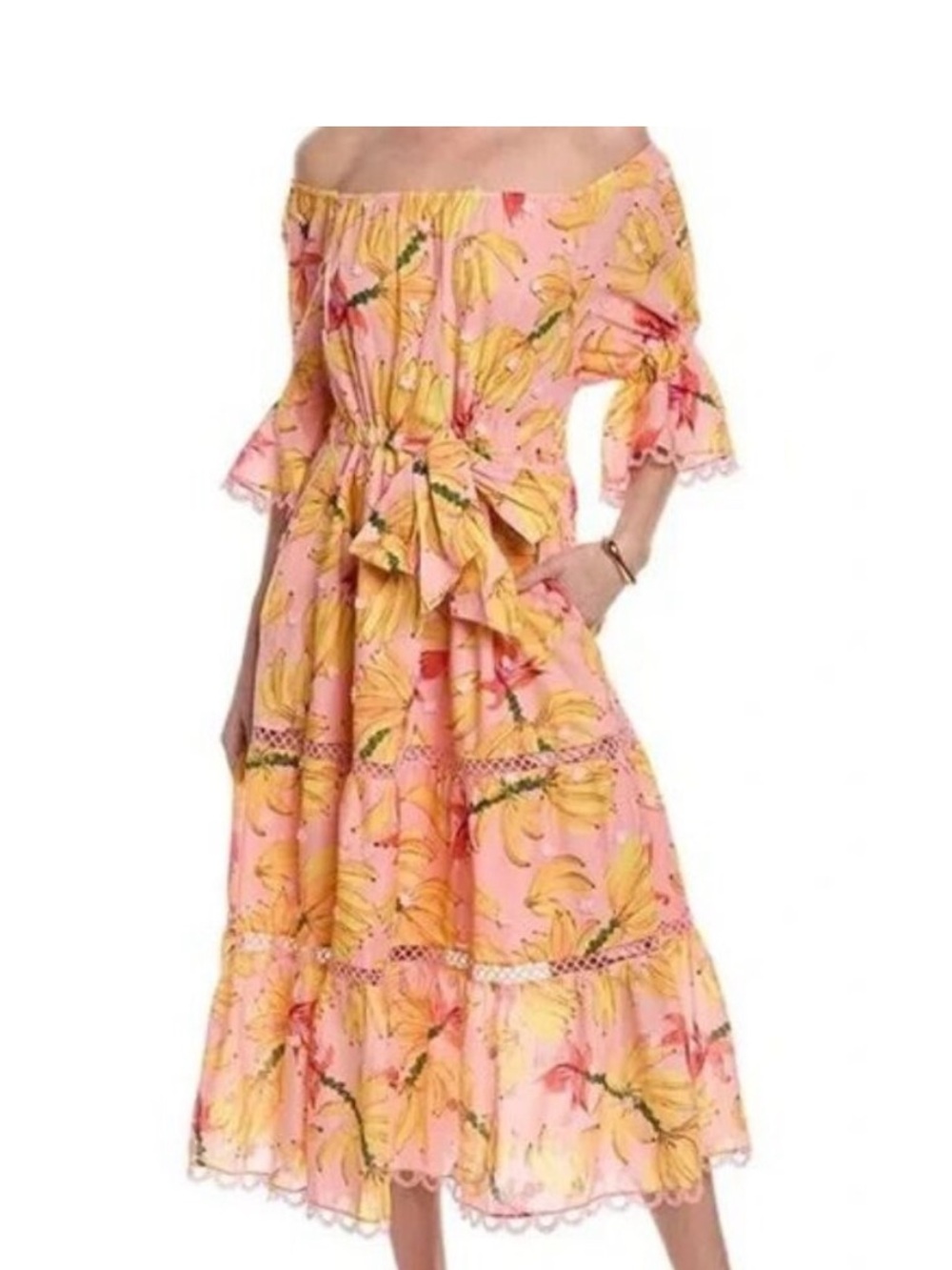 FARM Rio Pink and Yellow Floral Maxi Dress